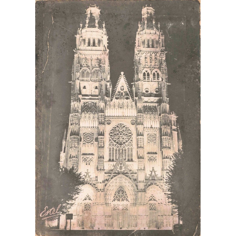 Vintage 1960 Tours Cathedral France Postcard Illuminated Night View Estel 2114 - Picture 1 of 2